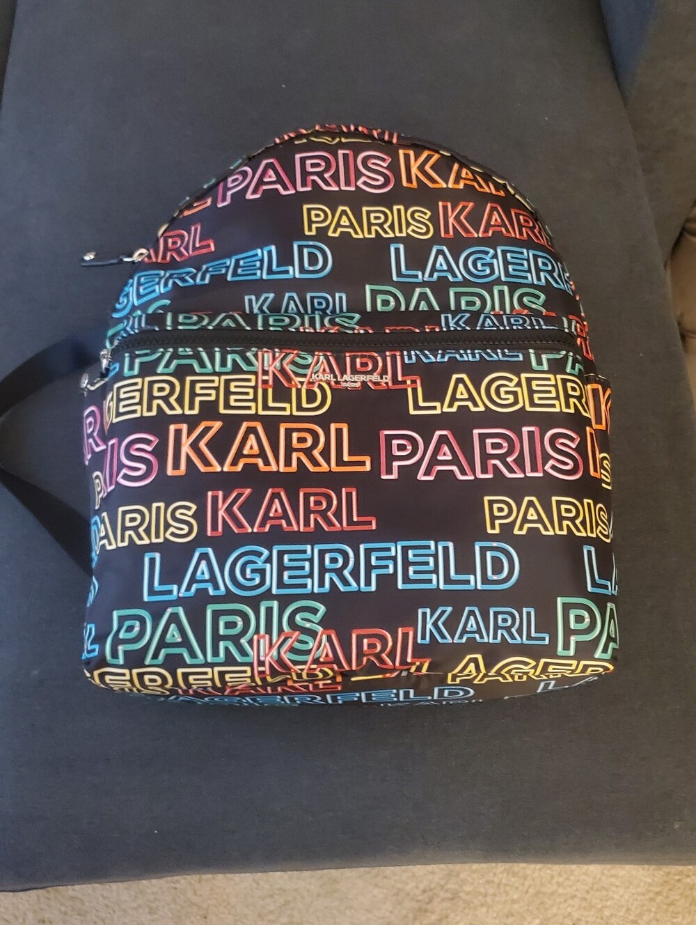 Karl Lagerfeld Black Multi-Color Logo Backpack